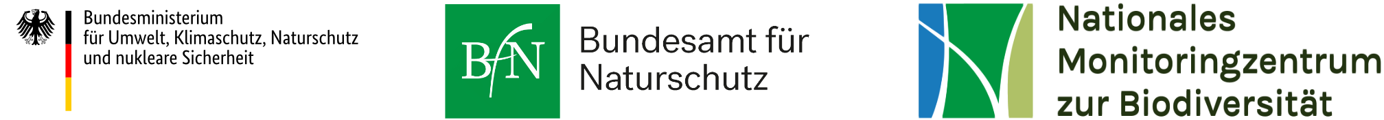 Logos: Bundesministerium für Umwelt, Bundesamt für Naturschutz, Nationales Monitoringzentrum zur Biodiversität
